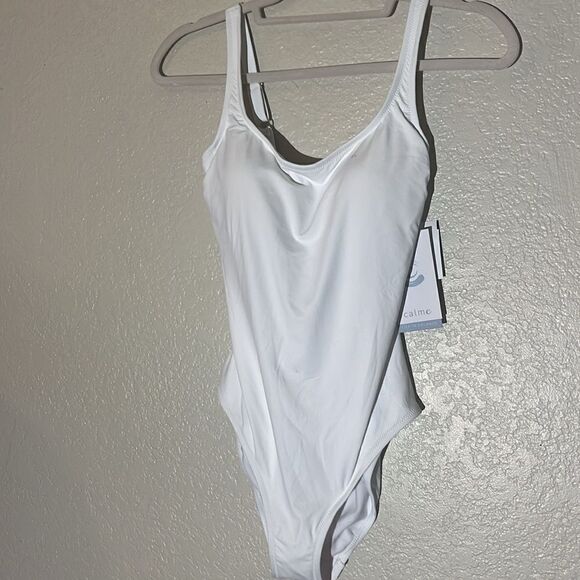 NWT Johnny Was Calme Tank One Piece Swimsuit Bright White Small - Picture 7 of 11